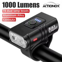 Actionok Sáng Đèn Xe Đạp T6 LED Phía Trước USB Sạc MTB Núi Đèn Xe Đạp 1000LM Đèn Pha Xe Đạp Đèn Pin Đi Xe Đạp Xe Tay Ga