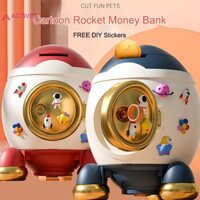 Activee  Phim hoạt hình Rocket Piggy Bank Dung tích lớn gửi và mang ra bờ heo đất có chìa khóa Trang trí dễ thương Đẹp