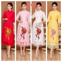 AD1500 Có size 5XL Set Áo Dài Cách Tân cổ trụ thêu họa tiết công