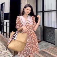 ✔️Đầm cúc baby cổ trắng xinh xắn phối ren
