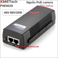 Adapter cấp POE 48-56V/30W 2 Port Gigabit KMETech PSE802G : 1,2(+)/3,6(-)