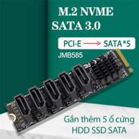 Adapter M2 PCIe to 5 SATA lắp thêm ổ cứng HDD SSD cho PC, máy tính đồng bộ