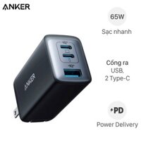 Adapter Sạc 3 cổng USB Type C PD QC 3.0 GaN 65W Anker PowerPort III Pod A2667