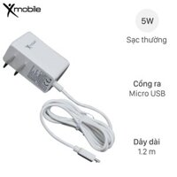 Adapter sạc dây Micro 1.2m 5W Xmobile TS-C079S Trắng