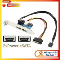 Adapter SATA ra 2 cổng Power eSATA - Chuyển đổi 2 x SATA 9Pin USB header ra 2 cổng Power eSATA Card hỗ trợ nguồn 5V 12V.