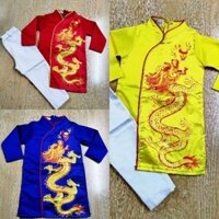 ADB050 Áo Dài Cách Tân Bé Trai Họa tiết In RỒNG CHÂN TRÂU PHUN LỬA có size đại  không kèm quần