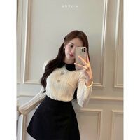 Adélia - Áo cổ sen ren cúc đá tiểu thư Meli Top