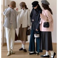 「ADELIA」Áo Khoác Dạ Dáng Lửng Kèm Khăn Len Chất Dạ Lông Cừu Ấm Áp Hàng Quảng Châu TD327