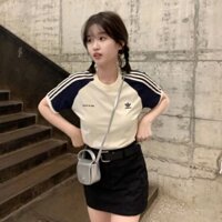 Adidas Originals X Sporty Rich Nữ Sọc Thêu Logo Thể Thao Áo Thun Tay Ngắn IN5251 IN5250