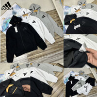 Adidas Thời Trang Unisex Thêu Rời Áo Khoác Retro Đan Áo Khoác Thể Thao Cổ Điển