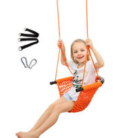 Adjustable Kids Swing Chair Set Handmade Woven Rope Net Hammock Children Garden Backyard Hanging Chair Indoor Outdoor To
