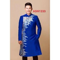 ADN1330 Áo Dài Cách Tân NAM MÀU XANH DƯƠNG  HỌA TIẾT Vẽ Hình Văn