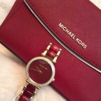 ♥️Đồng hồ nữ MICHAEL KORS MK6427 Parker Crystallized Gold tone steel and Garnet Acetate Bracelet Women’s Watch 39mm