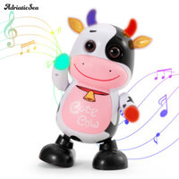 Adriaticsea Đồ chơi bò điện Đồ chơi bò nhảy múa tương tác có đèn Led và nhạc cho trẻ em Đồ chơi âm nhạc động vật giáo dục có đôi mắt di chuyển Đồ chơi bò sữa vui nhộn cho trẻ mới biết đi