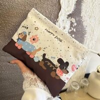 Adsm / Phong Cách Mới Dachshund Dog Giữ Nguyên Bản Bán Chạy Mùa Thu Túi Đựng Mỹ Phẩm Di Động Lưu Trữ Đơn Giản Phong Cách Hoạt Hình Dung Tích Lớn