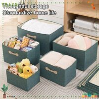 Aebydeh Thùng có thể gập lại, có thể giặt được có nắp Hộp lưu trữ, Hộp sắp xếp tủ quần áo bằng vải lanh Cotton gấp