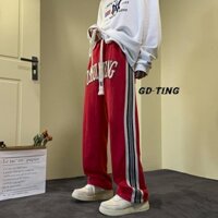 Aemape European and American Hiphop Pants I High Street Fashion Striped Red Sports Pants American Retro Drawstring Sweatpants Men jEwC