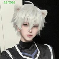 Aerogem Tóc Giả Ngắn Thẳng, Tóc Tổng Hợp Chịu Nhiệt Anime Nam Tóc Giả, Toàn Đầu Thoáng Khí Nâu Đen Nam Cosplay Tóc Giả Bé Trai