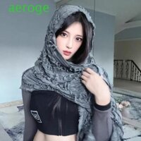 Aerogem Y2K Khăn Harajuku, Khăn trùm đầu Punk Rock Y2K Gothic xếp ly, Thời trang giản dị Wasteland Tua Rua Nữ Khăn choàng Pashmina Nam Nữ
