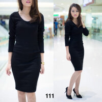 AF111 Đầm ôm body cổ tim, tay lở