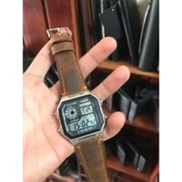 AF52 Dây Da đồng hồ thời trang Casio ae 1200 whd gray clolor kèm khóa