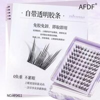 AFDF Lông bướm, mi giả tự dính không keo, bộ ba, mười hàng, dung tích lớn, hoa hướng dương