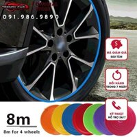 ⚡️FLASH SALE⚡️ chỉ viền bánh xe, nẹp chống xước lazang xe hơi,cao su dán viền trang trí bánh ô tô cuộn 8m chất lượng cao