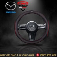 ⚡️Freeship 99k - Toàn quốc⚡️ Bọc vô lăng cao cấp logo xe Mazda- Màu đen chỉ xanh