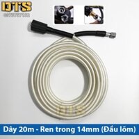 ⚜️FREESHIP⚜️ 20m Dây rửa xe cao áp cho máy xịt rửa áp lực-Ren trong 14mm_Đầu lõm