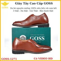 ⭐️FREESHIP⭐️ Giày Tây Nam Dây Buộc Da Bò Thật Màu Đen Trơn GOSS - Giày Nam Công Sở Cao Cấp