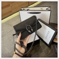 ⚡︎Freeship⚡︎TÚI ĐEO CHÉO ĐẦU RỒNG QUAI XÍCH ĐEN, Túi dây xích kẹp nách chất da PU mềm mịn Hàng Xuất Xịn - H09