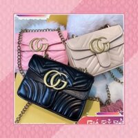 ☘️[Frisship 50k]🌸 Túi xách đeo chéo GG dây xích có 3 màu đen, be, hồng