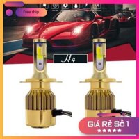 ⚡️GIÁ TỐT⚡️ Bộ Đèn LED Pha/Cos Cho Ô tô, Xe Máy 72W 8000LM 6500K Headlamp DC12v_Chân Cắm H4 (Có Quạt Tản Nhiệt)