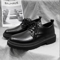 ✔️Giày nam bốt da cổ lửng thấp buộc dây, giầy boot Hàn Quốc dr martens ulzzang thời trang đế tăng chiều cao N4