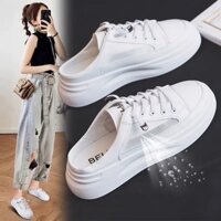 ❤️Giày SM❤️Giày sục nữ vải canvas đế độn cao cấp giày đạp gót nữ tăng chiều cao Basic 3 màu siêu hot