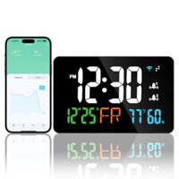 AGSIVO LED Wifi Digital Alarm Clock With Calendar Intelligent Update with Remote Control / Indoor Temperature Display /