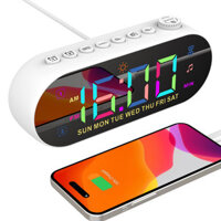 AGSIVO Multifunctional LED Digital Alarm Clock FM Radio Dual Alarm Clock with Snooze / Dynamic RGB Display / 12/24H / Da
