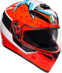 AGV K3 SV Attack Adult Street Motorcycle Helmet - Red/White/Black/Medium/Small