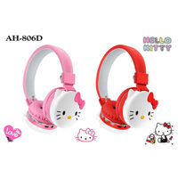 Ah-806d Hello Kitty Tai nghe Bluetooth dễ thương Tai nghe không dây Anime Phim hoạt hình Tai nghe âm thanh nổi Tai nghe có micrô Quà tặng