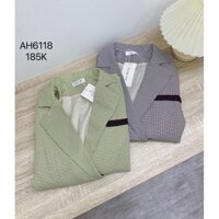 AH6118 Áo Blazer Kẻ Cộc Tay