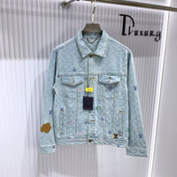 ⚜️[HÀNG CAO CẤP] - Áo Bò Xanh Nhạt - Áo Khoác Denim Hoạ Tiết Monogram  - Jacket Cao Cấp - Chuẩn Hàng Loại 1