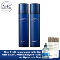 AHC Hydra B5 Toner 120ml + Kem dưỡng ẩm Hydra B5 Lotion 120ml - Tặng 1 mặt nạ Premium Hydra + mini set Hyaluronic 30ml