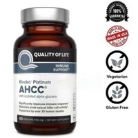 AHCC 750mg Ahcc Kinoko Platinum 750mg Tăng Cường Miễn Dịch Đào Thải HPV,60 Viên (có che tên sản phẩm )