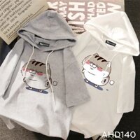 AHD140 Áo thun teen nam nữ HOODIE TAY LỠ CÓ NÓN hình mèo ami