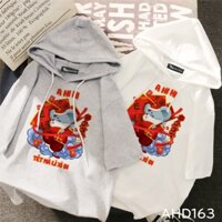 AHD163 Áo thun teen nam nữ HOODIE TAY LỠ CÓ NÓN hình tết chuột lì xì đi