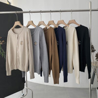 [Aheun studio] Dệt Kim Cardigan Nữ - Áo Khoác Len Mỏng Nhẹ- Logo thêu