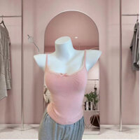 (Aheun.studio) Áo bra-Áo Hai Dây - có mút ngực Viền Ren Đính Nơ Vải Thun cotton Mềm Mại BAO GIẶC MÁY