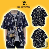 ⚡️[Hight Quality] - Áo Tee LV Luonvuituoi Leaf Denim Baseball Short Sleeve Shirt, Áo bóng chày LV