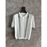 ⚡️[Hight Quality] - Polo Casa - Áo Polo Casab1anca Trắng Dệt Kim Phối Viền Xanh Cúc Ngọc Trai - Hàng Cao Chuẩn Loại 1 QC