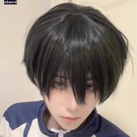 Ahmed Anime Nam Tóc Giả, Tóc Tổng Hợp Chịu Nhiệt Ngắn Thẳng Tóc Giả, Toàn Đầu Lông Nâu Đen Nam Cosplay Tóc Giả Bé Trai